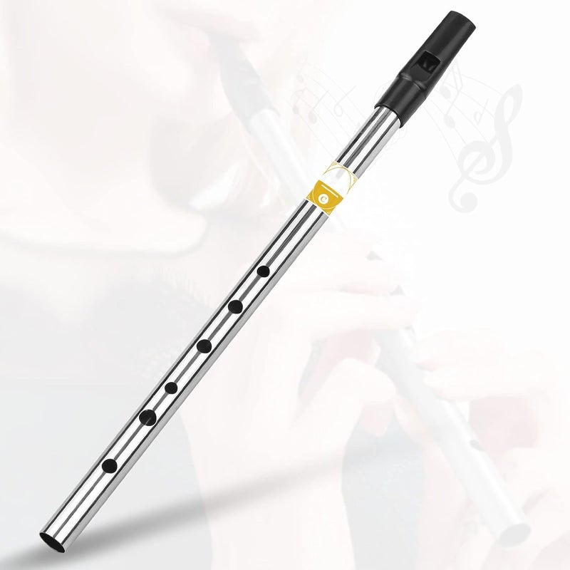 summina Irish Whistle Flute Key of C 6 Holes Flute Wind Musical Instruments for Beginners Intermediates Experts, Gold,Silver - Image 5